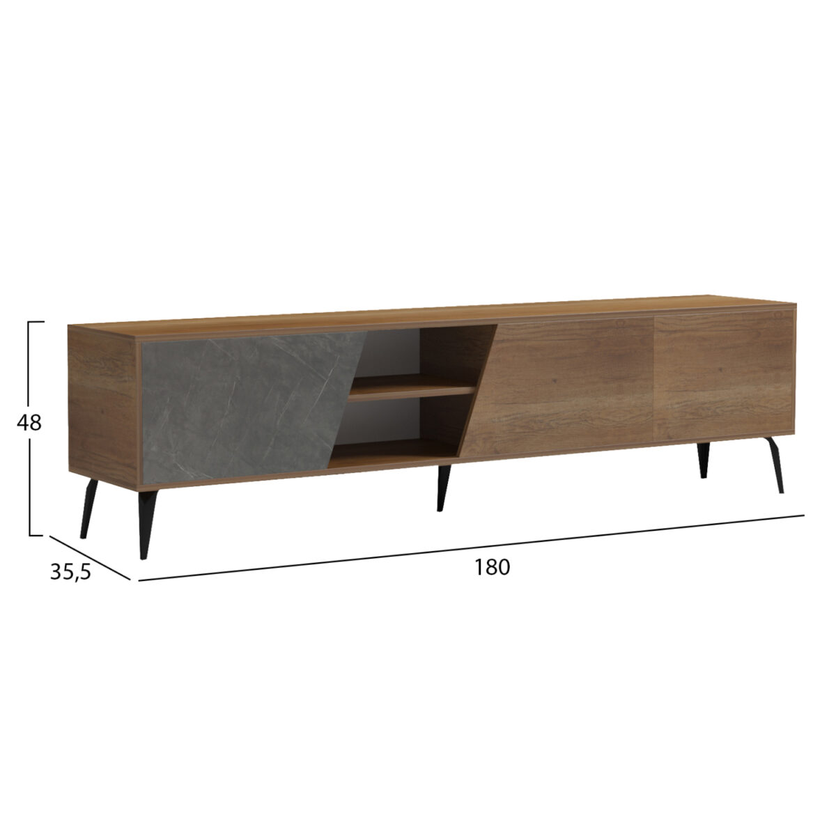 ΕΠΙΠΛΟ ΤΗΛΕΟΡΑΣΗΣ CATERRA HM18374.14 ΜΕΛΑΜΙΝΗ ΦΥΣΙΚΟ-MOORE STONE 180Χ35.5Χ48Υεκ. - Image 2