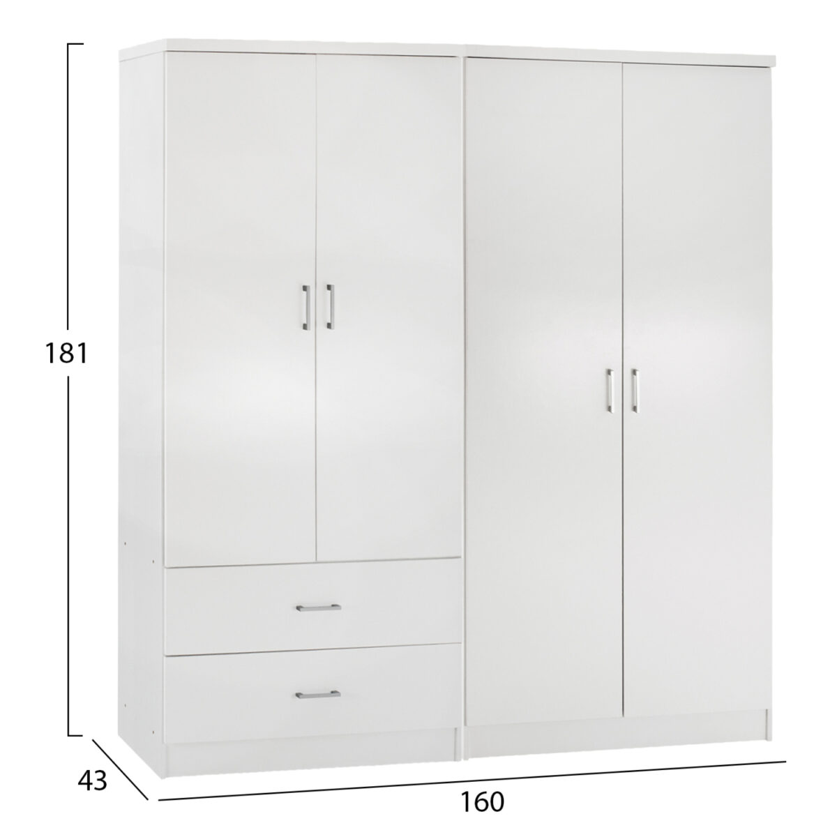 ΝΤΟΥΛΑΠΑ 4-ΦΥΛΛΗ ΜΕ 2 ΣΥΡΤΑΡΙΑ JENNA HM11351.05 ΜΕΛΑΜΙΝΗ ΣΕ ΛΕΥΚΟ 160x43x181Υ - Image 2