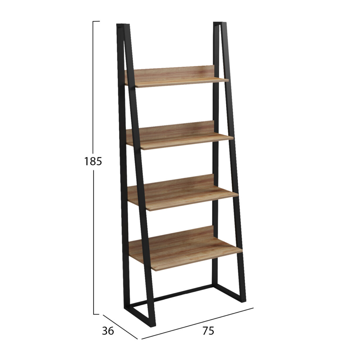 ΡΑΦΙΕΡΑ IZABEL HM18376.01 ΜΕΤΑΛΛΟ--ΜΕΛΑΜΙΝΗ ΣΕ OAK 75x36x185Υεκ. - Image 2