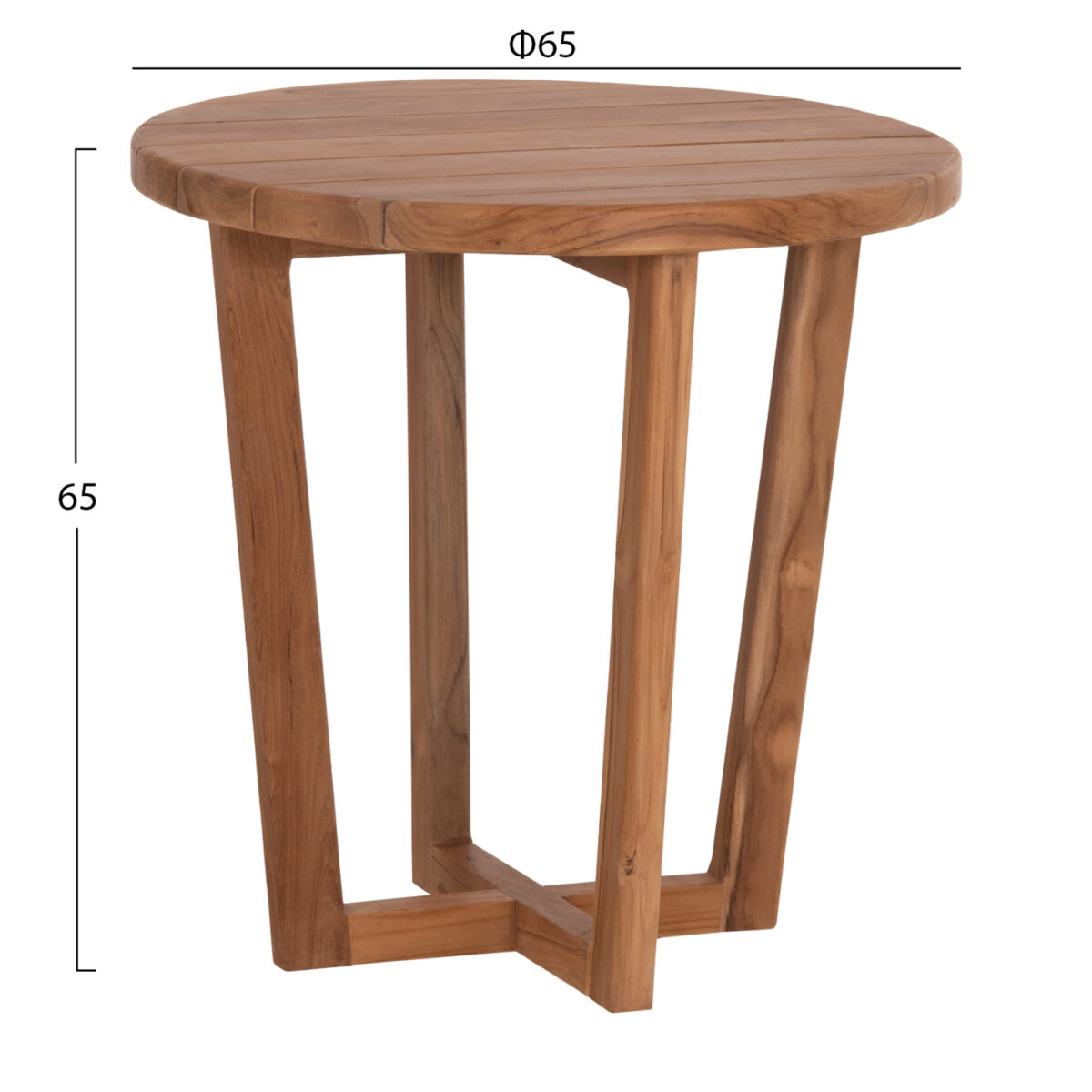 ΤΡΑΠΕΖΙ ΜΕΣΗΣ ΣΤΡΟΓΓΥΛΟ KOLIN HM6650 ΞΥΛΟ TEAK ΦΥΣΙΚΟ Φ65x65Υεκ. - Image 2