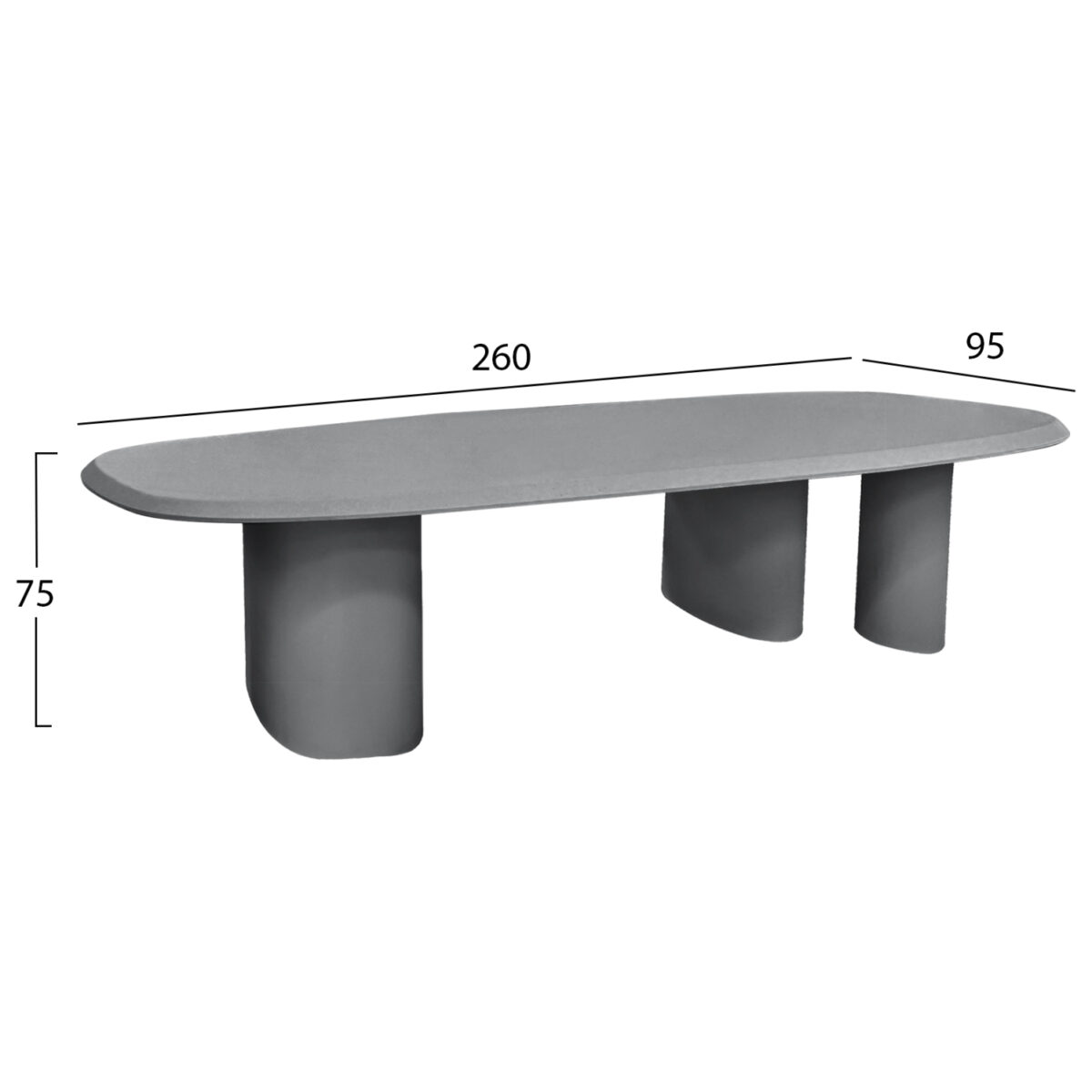 ΤΡΑΠΕΖΙ ΤΡΑΠΕΖΑΡΙΑΣ FIBER CEMENT ΟΒΑΛ GLEN HM6598.01 ΓΚΡΙ 260x95x75Υεκ - Image 2