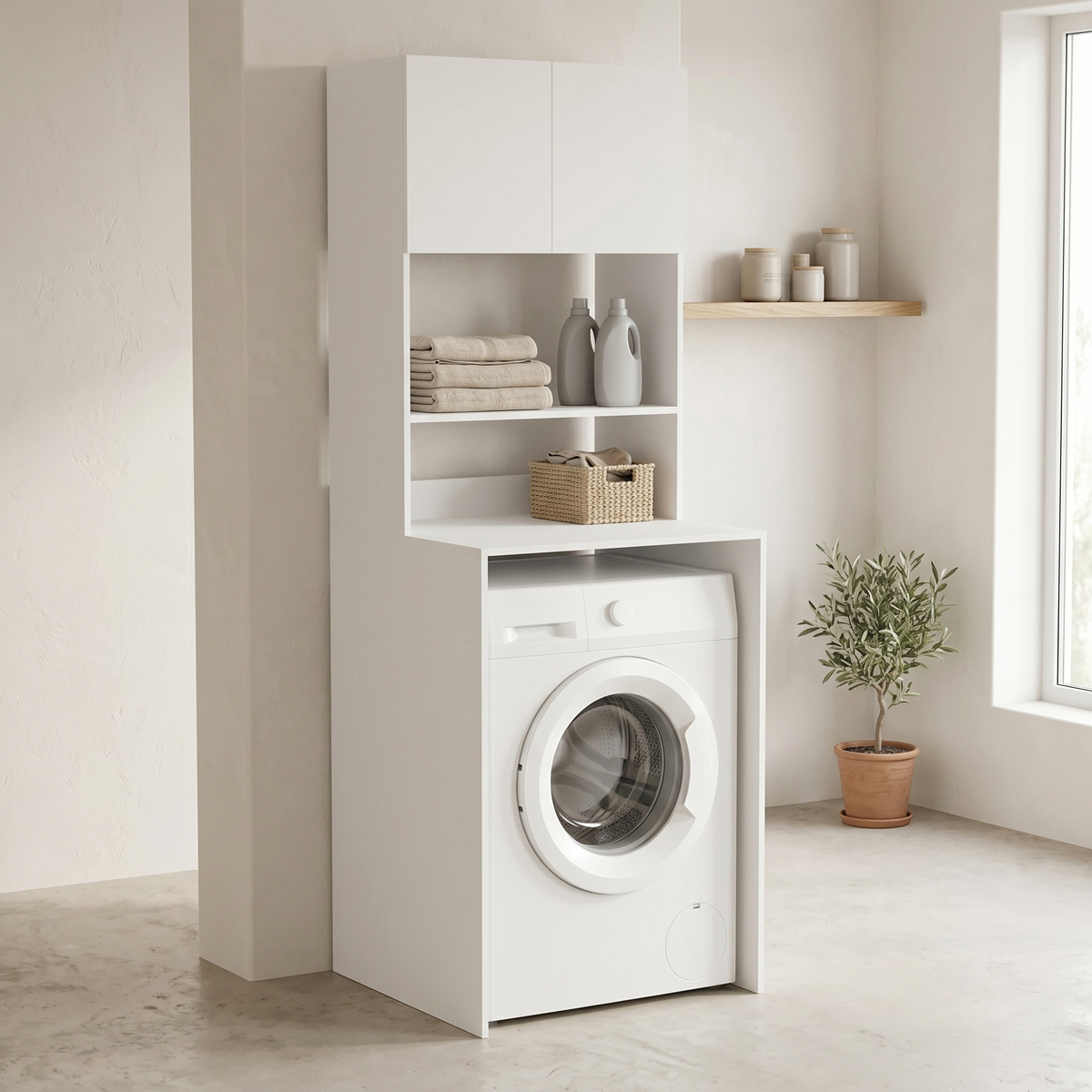 Έπιπλο πλυντηρίου Chaxe  λευκό 65x60x183.6εκ