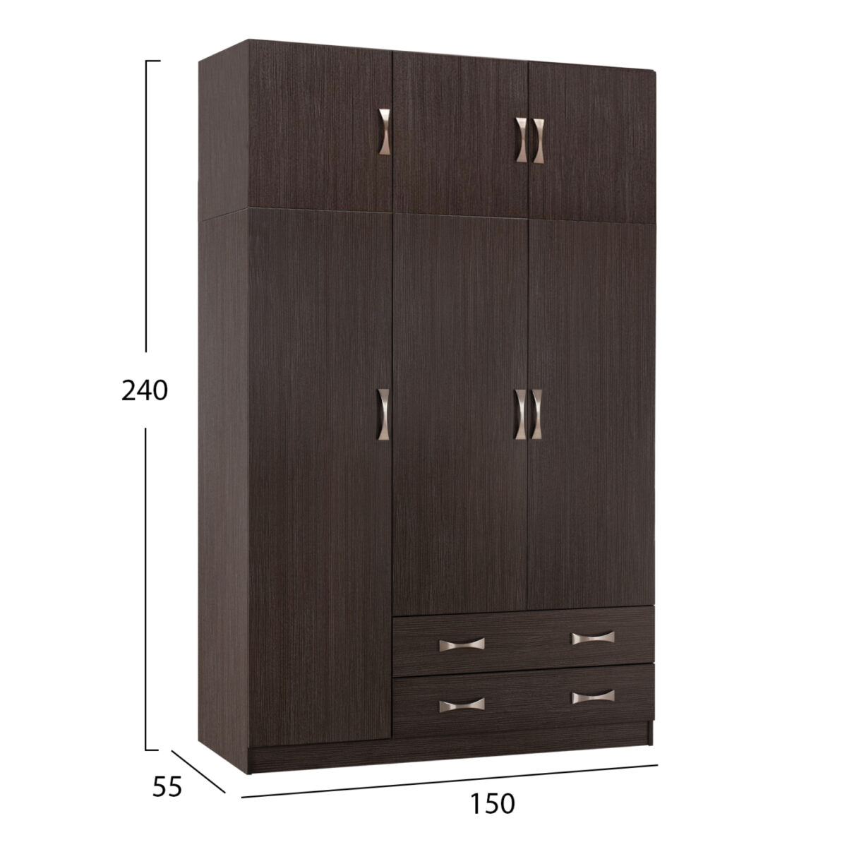 ΝΤΟΥΛΑΠΑ 3ΦΥΛΛΗ ΜΕ ΠΑΤΑΡΙ CARLY HM10891.01 ΜΕΛΑΜΙΝΗ ΣΕ ZEBRANO 150X55Χ240Υεκ. - Image 2
