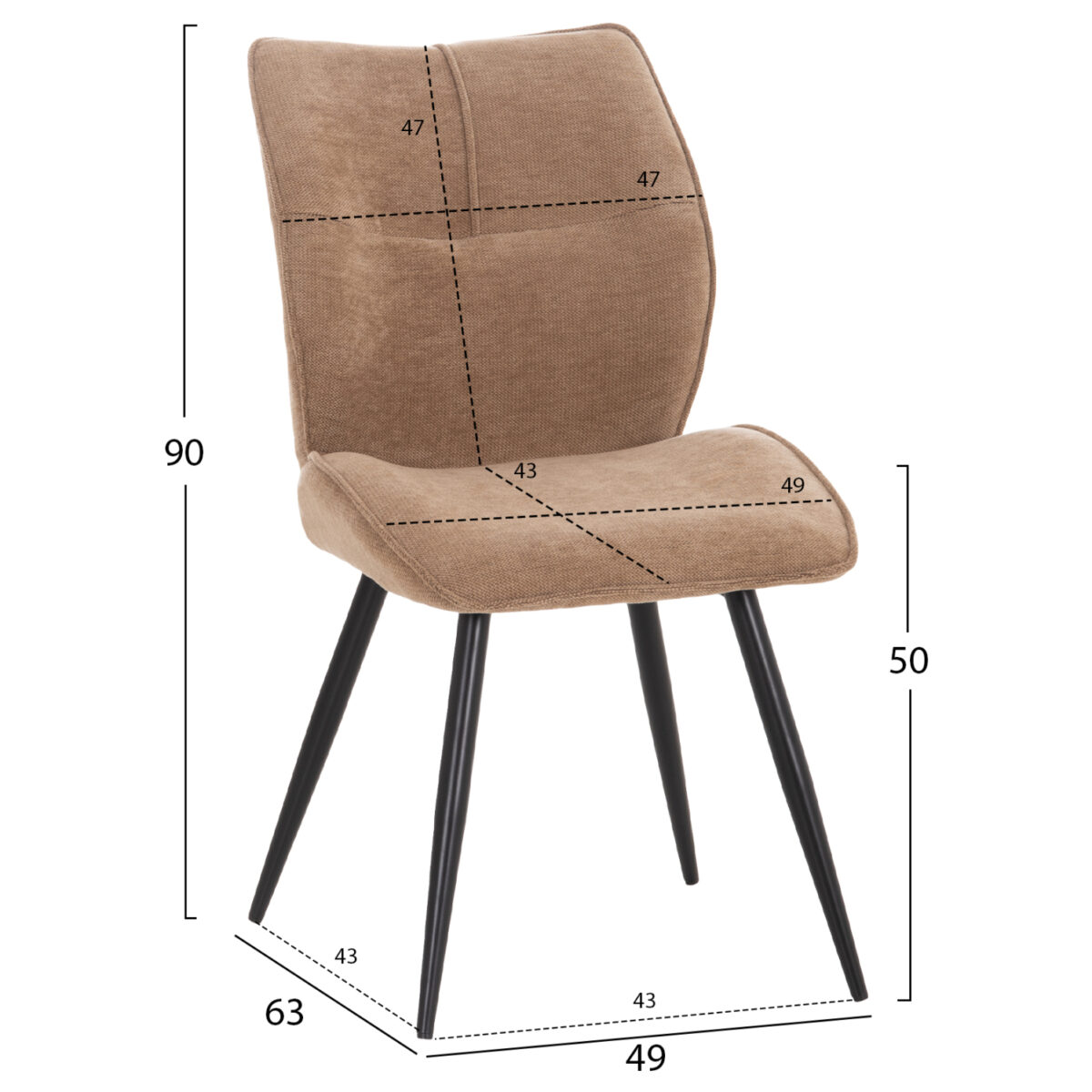 ΣΕΤ ΤΡΑΠΕΖΑΡΙΑΣ 5ΤΜΧ GAFF HM10953.03 ΚΕΡΑΜΙΚΟ TOP--ΥΦΑΣΜΑ TAUPE & ΜΕΤΑΛ.ΠΟΔΙΑ ΜΑΥΡΑ - Image 3