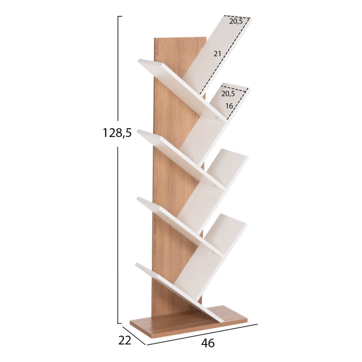ΒΙΒΛΙΟΘΗΚΗ LIANA HM9028.14 ΜΕΛΑΜΙΝΗ SONAMA/ΛΕΥΚΟ 46x22x128,5Yεκ. - Image 2
