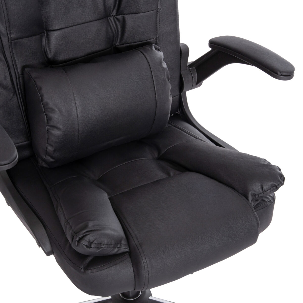 ΚΑΡΕΚΛΑ ΓΡΑΦΕΙΟΥ CANAN HM1201 ΜΑΥΡO PVC-ΒΑΣΗ ΧΡΩΜΙΟΥ 66x61x105Υεκ. - Image 7