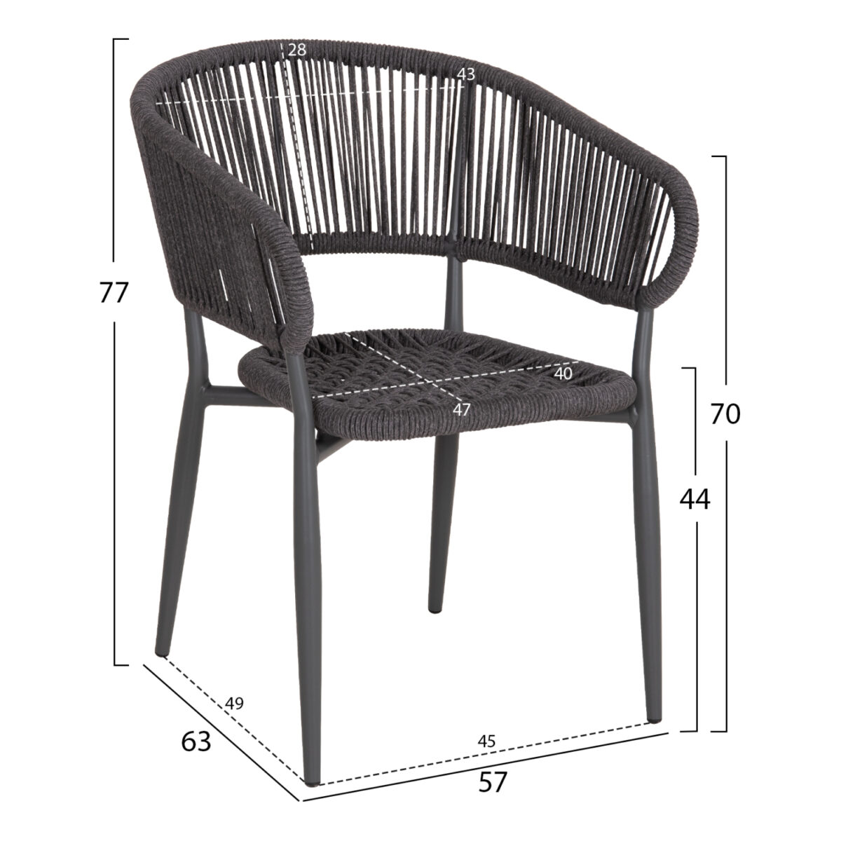 ΠΟΛΥΘΡΟΝΑ ΑΛΟΥΜΙΝΙΟΥ EULO HM5783.21 ΓΚΡΙ-ΤWISTED RATTAN ΓΚΡΙ 57x63x77Υεκ. - Image 2