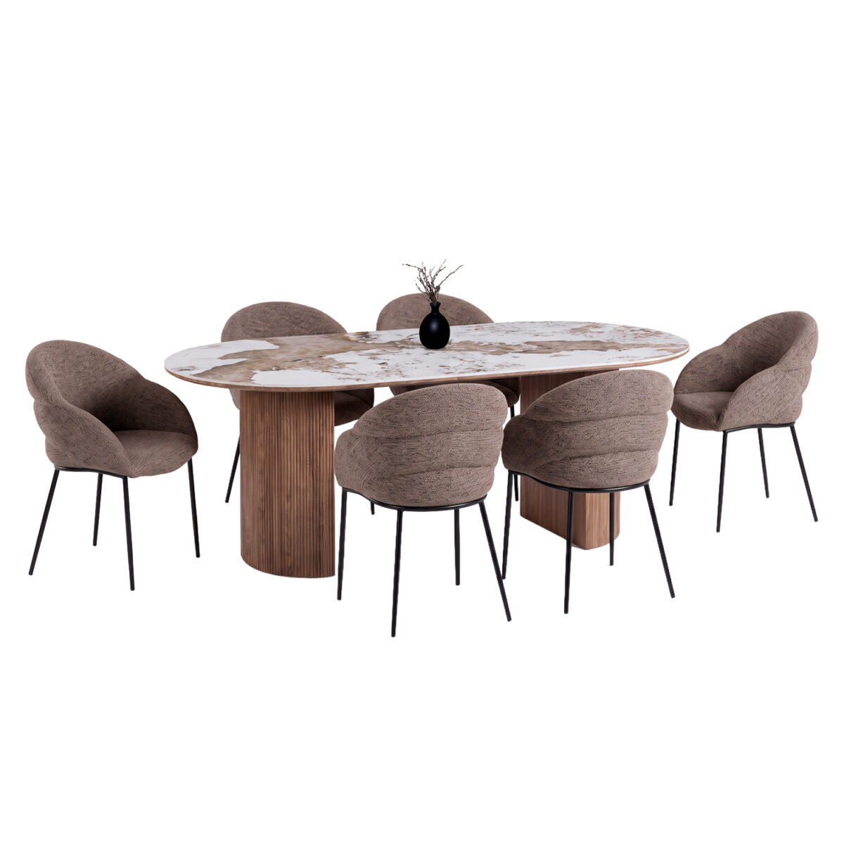 ΣΕΤ ΤΡΑΠΕΖΑΡΙΑΣ 7ΤΜΧ DRENNY HM11395.03 ΚΕΡΑΜΙΚΟ TOP PANDORA--ΚΑΡΕΚΛΕΣ ΥΦΑΣΜΑ TAUPE