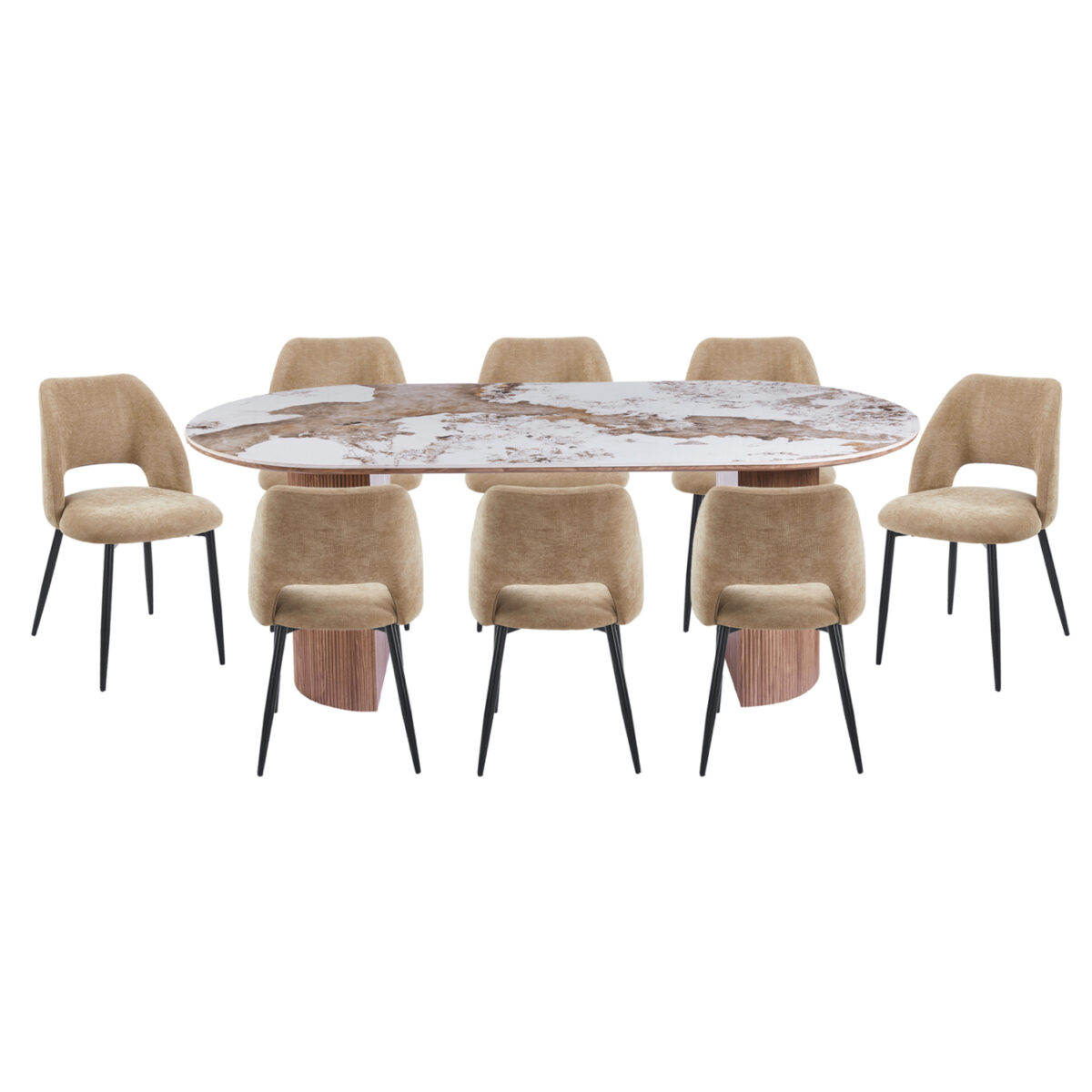 ΣΕΤ ΤΡΑΠΕΖΑΡΙΑΣ 9ΤΜΧ MARBLEX HM11391 ΚΕΡΑΜΙΚΟ TOP PANDORA--ΚΑΡΕΚΛΕΣ ΜΕ ΥΦΑΣΜΑ TAUPE