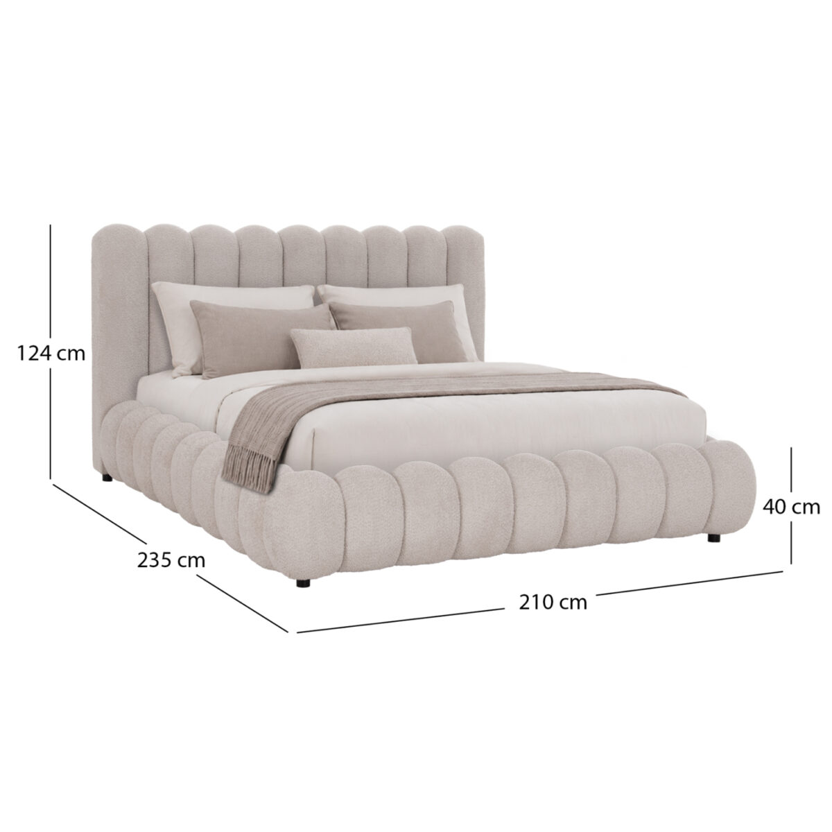 ΚΡΕΒΑΤΙ ΥΠΕΡΔΙΠΛΟ BUBBLE SM758.03 ΜΠΕΖ CHENILLE ΥΦΑΣΜΑ ΓΙΑ ΣΤΡΩΜΑ 180x200εκ - Image 3