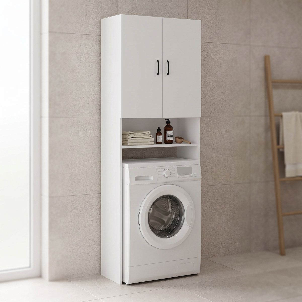 Έπιπλο πλυντηρίου Tzelio  λευκό 65x30x180εκ