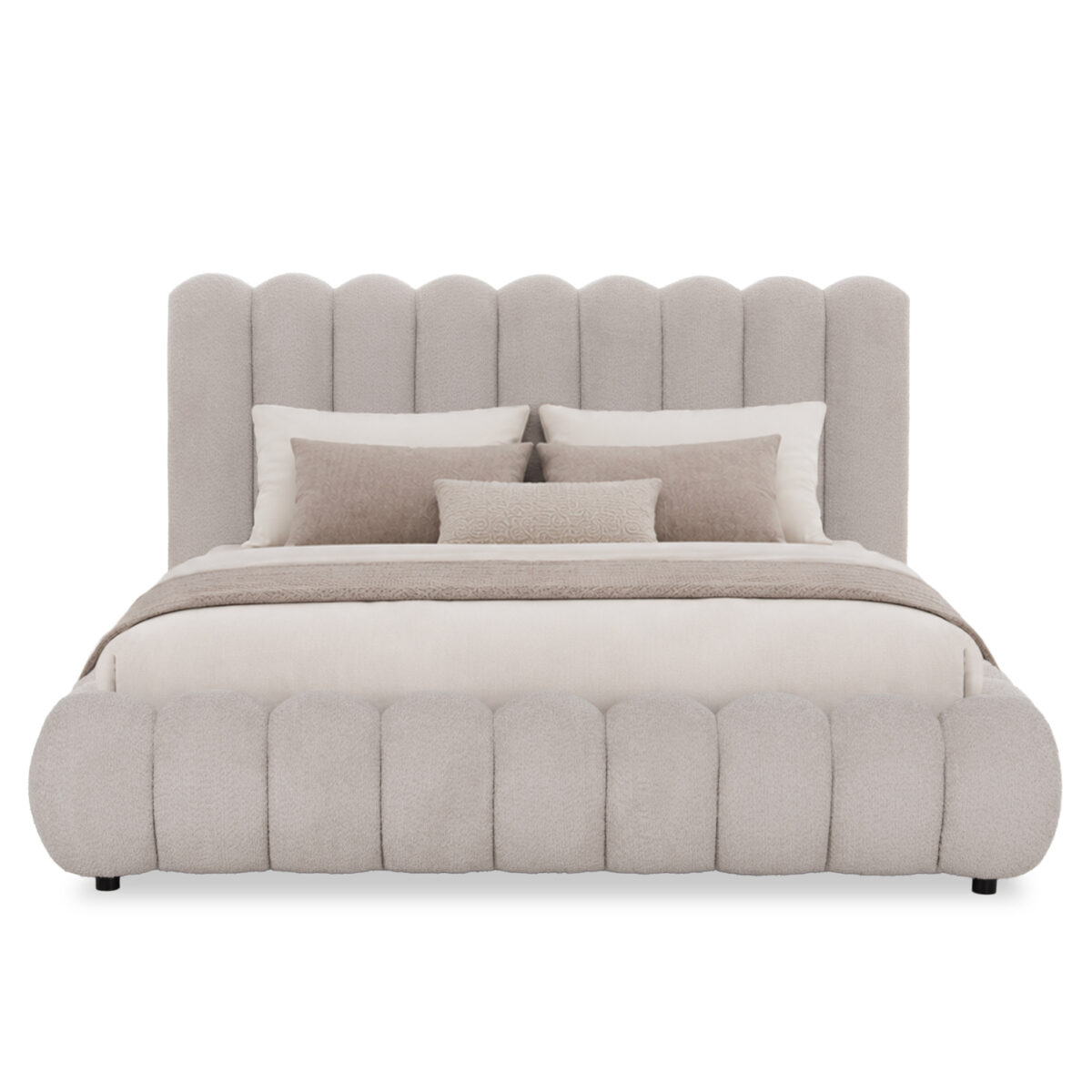 ΚΡΕΒΑΤΙ ΥΠΕΡΔΙΠΛΟ BUBBLE SM758.03 ΜΠΕΖ CHENILLE ΥΦΑΣΜΑ ΓΙΑ ΣΤΡΩΜΑ 180x200εκ - Image 4