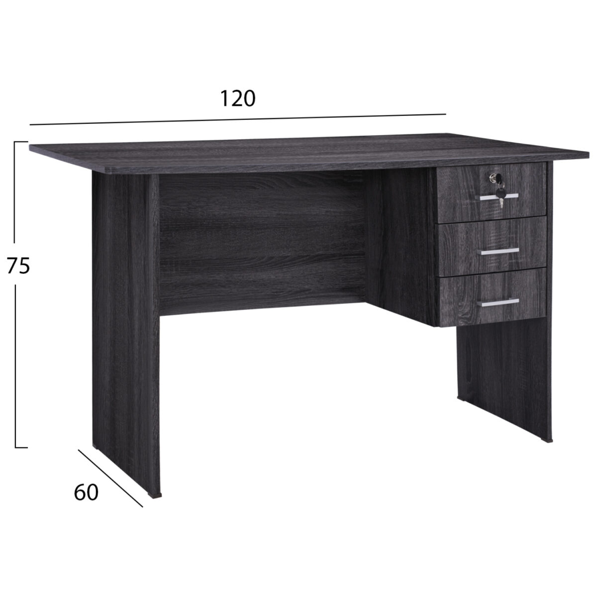 ΓΡΑΦΕΙΟ ΜΕ 3 ΣΥΡΤΑΡΙΑ HAYDEN HM2268.01 ΜΕΛΑΜΙΝΗ ΣΕ ΑΝΘΡΑΚΙ ΧΡΩΜΑ 120x60x75Υεκ - Image 2