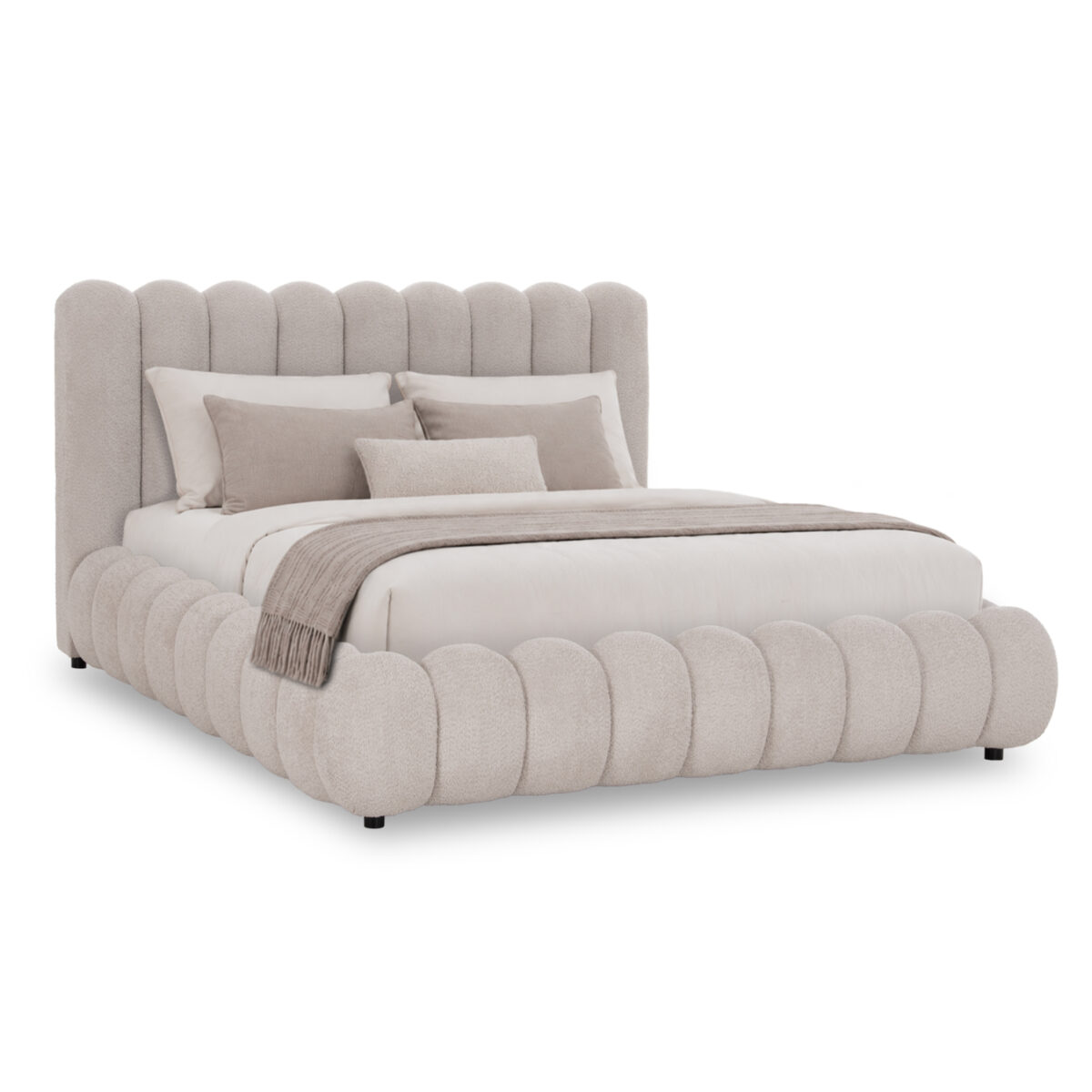 ΚΡΕΒΑΤΙ ΥΠΕΡΔΙΠΛΟ BUBBLE SM758.03 ΜΠΕΖ CHENILLE ΥΦΑΣΜΑ ΓΙΑ ΣΤΡΩΜΑ 180x200εκ