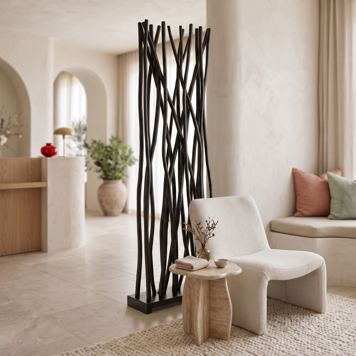 Διακοσμητικό δαπέδου Jati  μαύρο teak ξύλο 60x20x190εκ