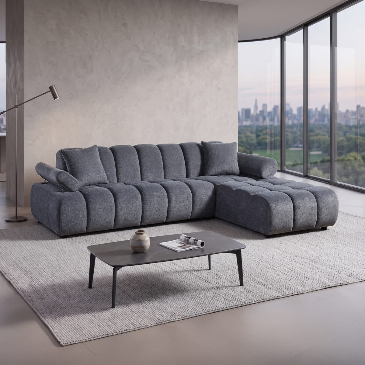 Καναπές Bubble σε γκρι ύφασμα (αριστερή γωνία) 273 x 195 x 80 - Image 3