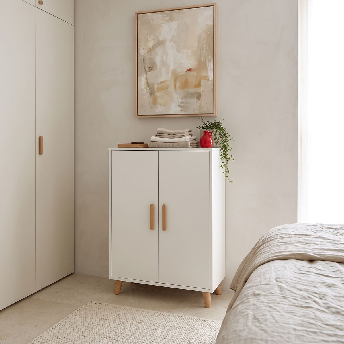 Ντουλάπι Tamera  λευκό με φυσική απόχρωση MDF 60x30x120εκ