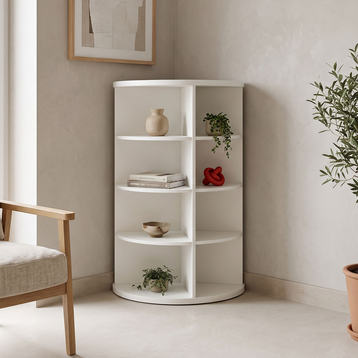Γωνιακή ραφιέρα Benzal  λευκό MDF 80x30x120εκ