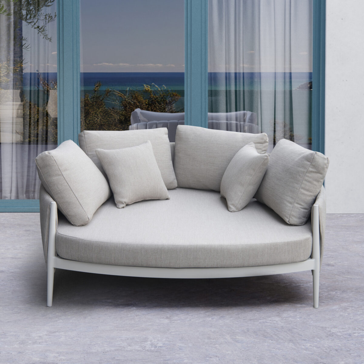 DAYBED 2ΘΕΣΙΟ MAVERICK HM6216.02 ΑΛΟΥΜΙΝΙΟ ΚΡΕΜ-ΜΠΕΖ OLEFIN & STRAPS 164x144x70Υ - Image 4