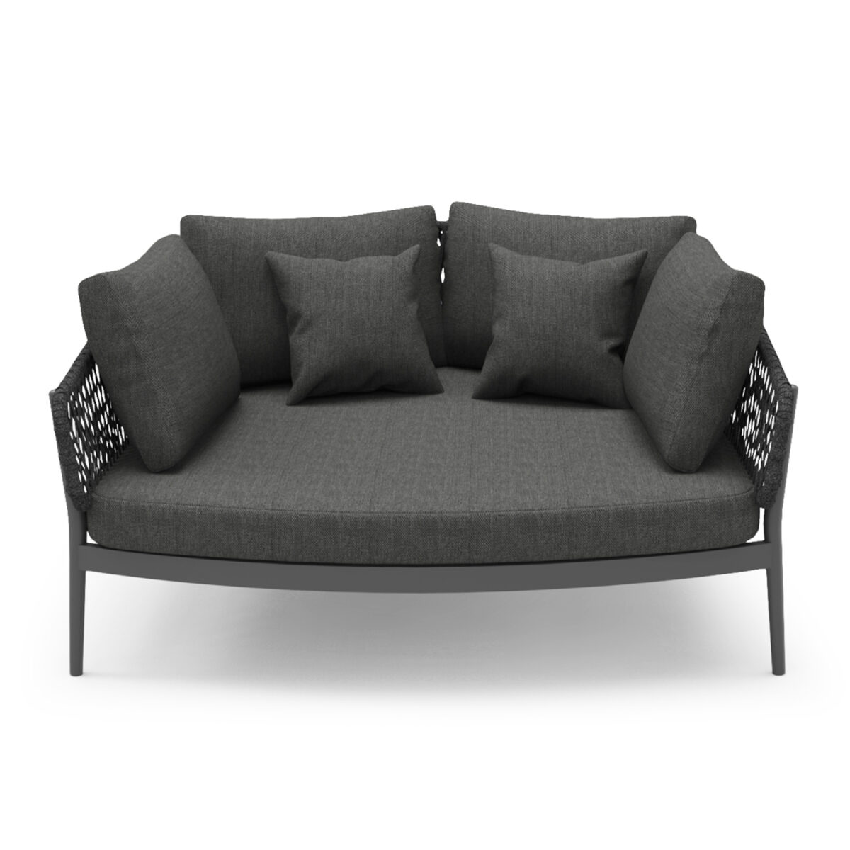 DAYBED 2ΘΕΣΙΟ ΣΕΙΡΑ CAMELLIA HM6217.01 ΣΚΟΥΡΟ ΓΚΡΙ ΑΛΟΥΜΙΝΙΟ-P.E.ΣΧΟΙΝΙ-OLEFIN 164x144x70Υεκ. - Image 4