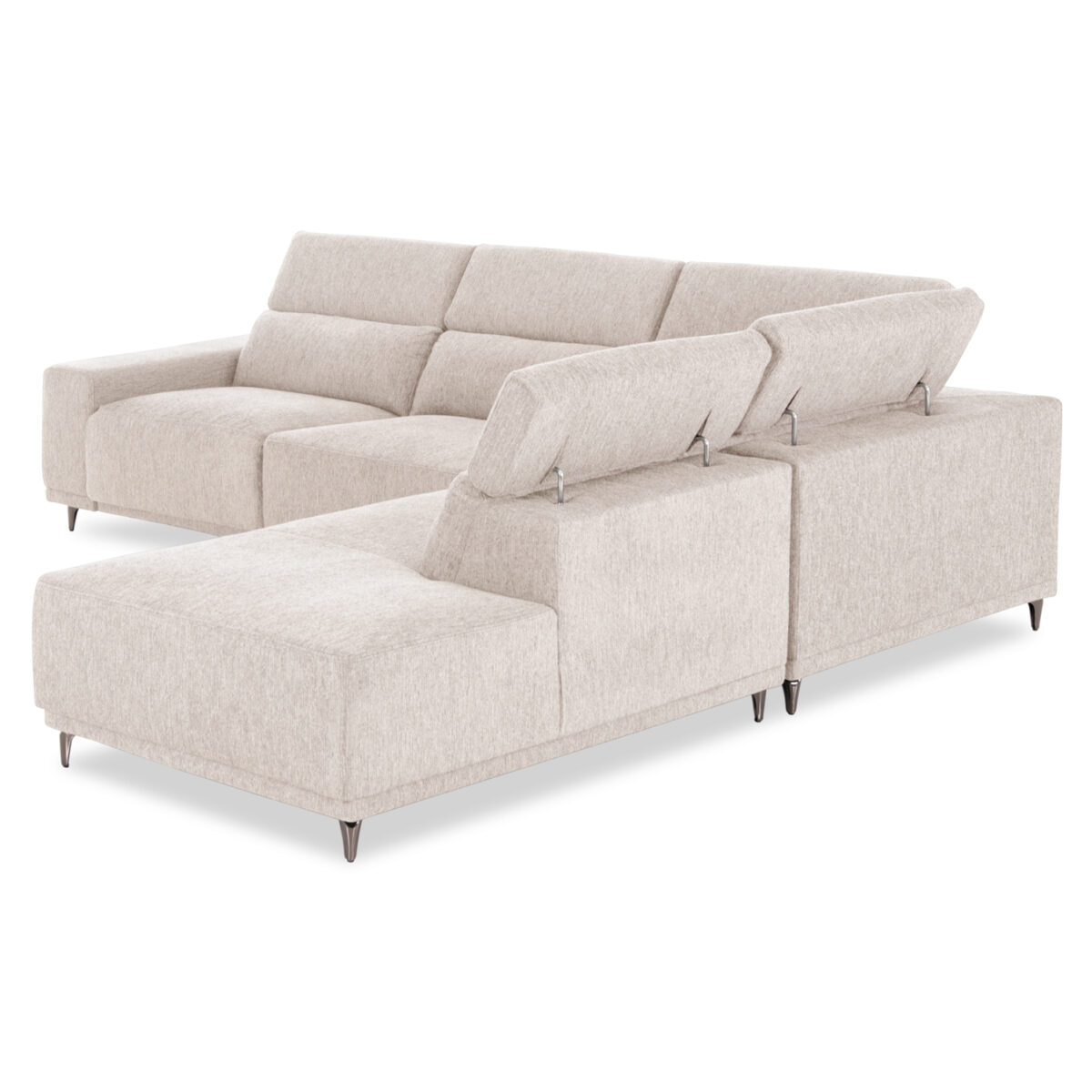 ΚΑΝΑΠΕΣ ΔΕΞΙΑ ΓΩΝΙΑ 5Θ ΜΕ RECLINE LUNARIS HM3316.02R ΕΚΡΟΥ ΥΦΑΣΜΑ 307x267x94Yεκ - Image 5