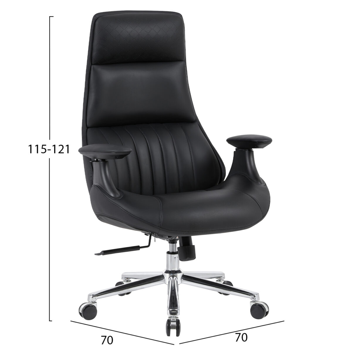 ΚΑΡΕΚΛΑ ΓΡΑΦΕΙΟΥ PULSE HM1234.01 ΜΑΥΡΟ PU--ΒΑΣΗ ΧΡΩΜΙΟΥ 73x70x115-121Υεκ. - Image 2