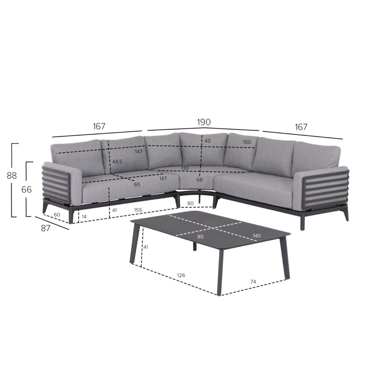 ΣΕΤ ΣΑΛΟΝΙ ΕΞ.ΧΩΡΟΥ 4ΤΜΧ ORION CORNER HM6191.01 ΣΚΟΥΡΟ ΓΚΡΙ ΑΛΟΥΜΙΝΙΟ & OLEFIN - Image 10